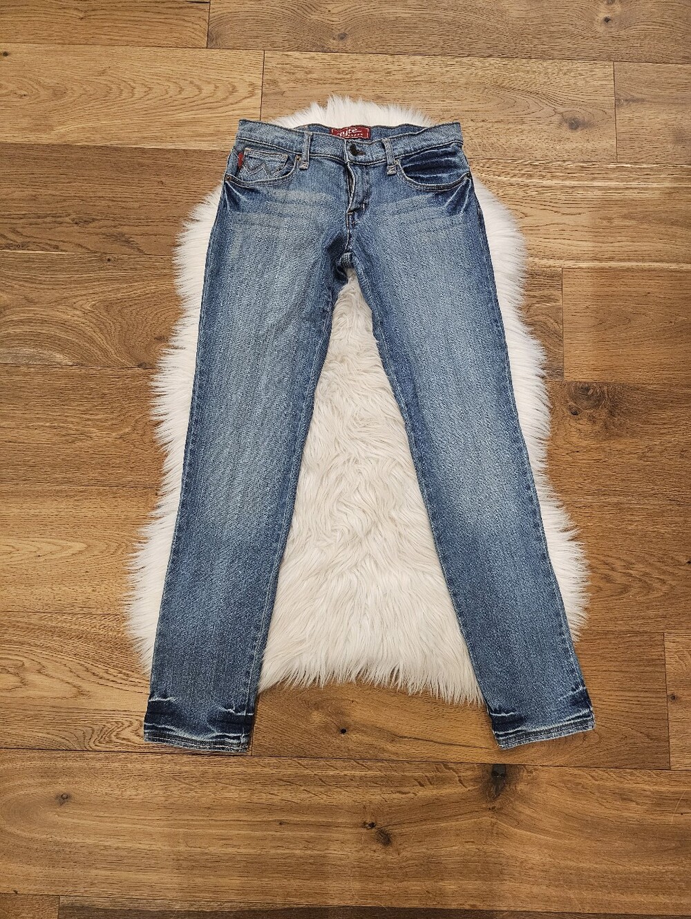 Vintage Low Rise Embellished Classic Blue Women's Skinny Jeans